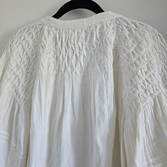 Free People We the Free Secret Falls Smock Top Cotton Ivory Size M Cottagecore - Picture 9 of 13
